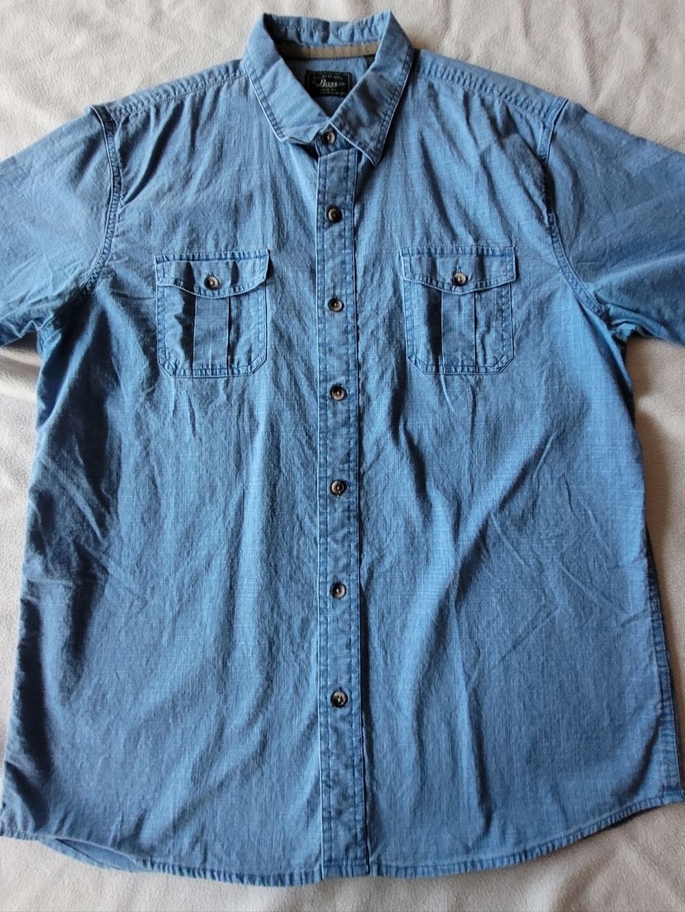 G.H. Brass & CO Men's Blue Denim Button-Up Shirt Shirt Sleevee Size XL